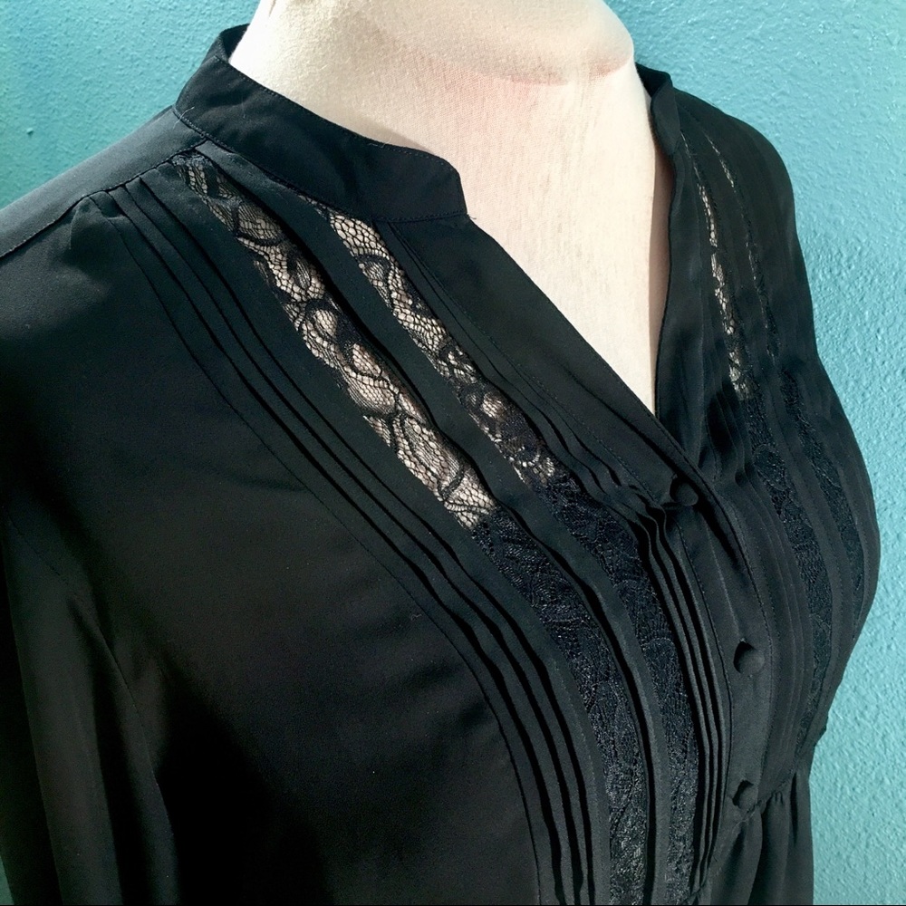 Torrid black chiffon lace shirt
